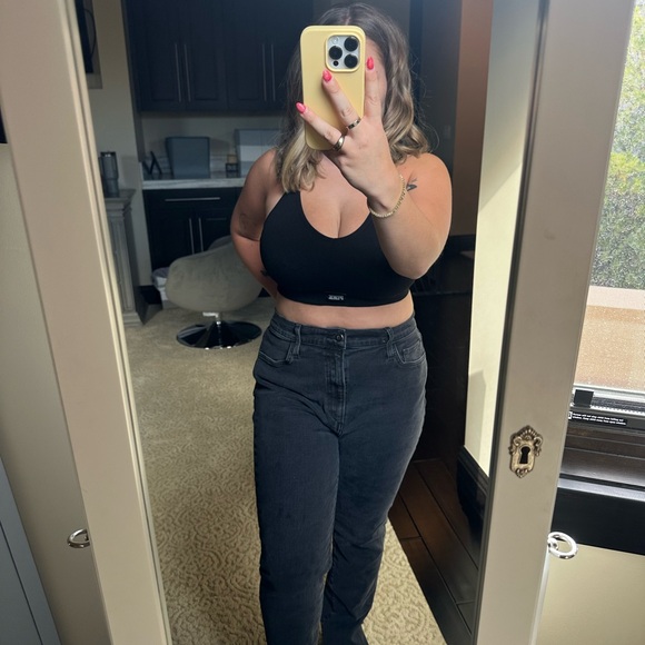 Favorite Daughter Black Distressed Jean w/ Ankle Slits Sz 14 - Picture 3 of 6